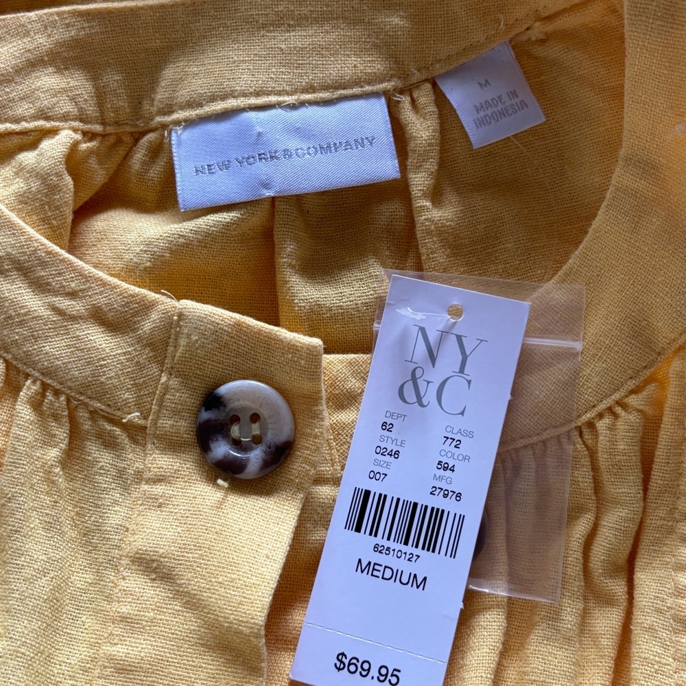 NWT New York & Company Linen Blend A Line Midi Dress - Picture 6 of 8